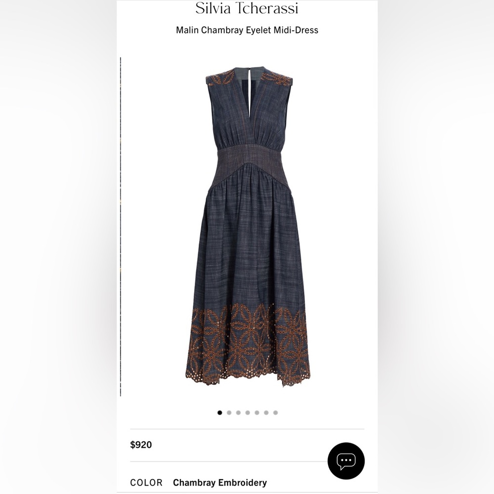 Silvia Tcherassi Denim Embroidery Midi Dress